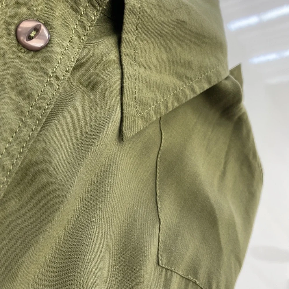 Frye • Olive Green Button-down Addie Top with Front Chest Pockets - Picture 10 of 12